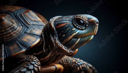 a turtle in a portrait style