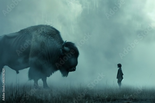 A silent journey as a boy and his buffalo explore a mysterious, dark natural world