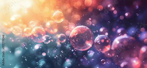 A colorful image of many small bubbles floating in the air