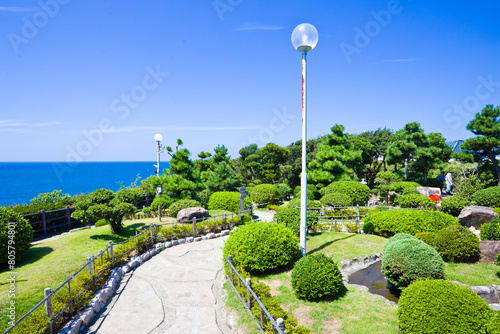 Japanese garden at Sandanbeki Rock Cliff in Shirahama, Wakayama Prefecture , Japan.