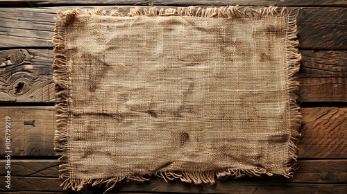  A tight shot of fabric on a wooden table, surrounded by wood planks as a backdrop A separate piece of cloth is attached to the wall nearby