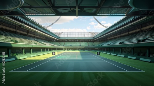 Tennis championship court stadium concept in london british royal international game match hyper realistic 