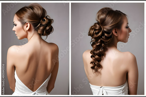 hair styling, bare back