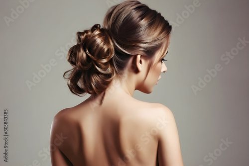 hair styling, bare back