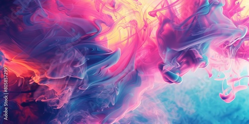 A colorful, abstract painting of smoke