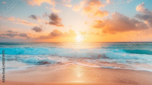 Breathtaking Sunrise Over Turquoise Ocean Waves