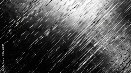Scratched metal surface, white scratches. Black and white painting. Abstraction.