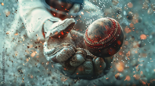 A cricket bowler in mid-delivery, the ball leaving their hand with incredible speed and spin