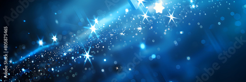 Shiny 3D Trademark (TM) Symbol Against Blue Background With Sparkling Stars