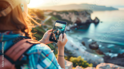travelers using mobile apps and virtual tours to explore destinations and plan their trips.