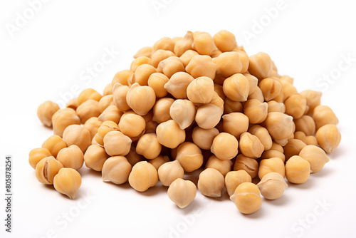 pile of chickpeas on isolated white background