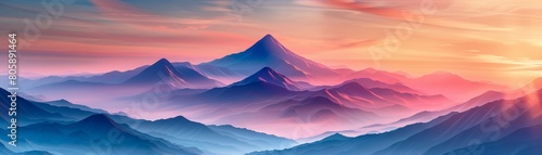 AI-generated artwork depicting a scenic mountain peak trail.