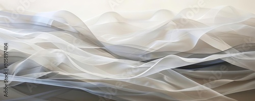 Layers of translucent paper resembling fog, superimposed over abstract shapes to create a dreamy atmosphere