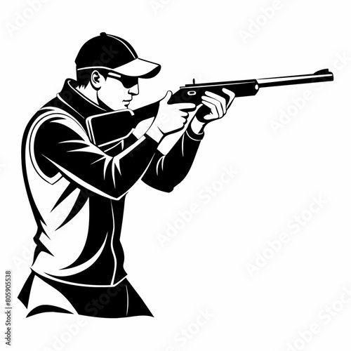 Trap shooting, aiming athlete with gun (8)