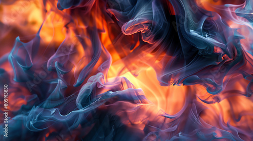 An ethereal dance of fire and water, where the elements collide in a mesmerizing display of color and movement