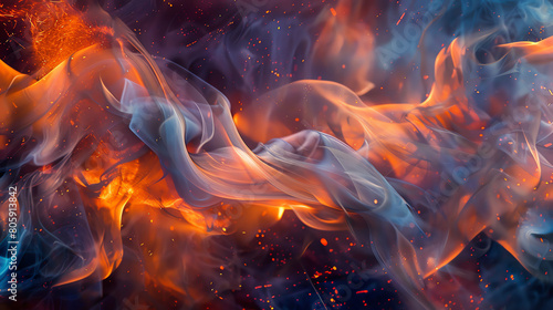 A swirling vortex of blue and orange fire.