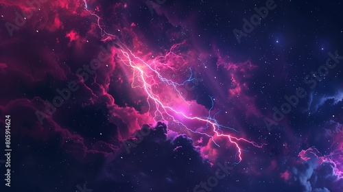 Picture of purple sky with lightning flashes