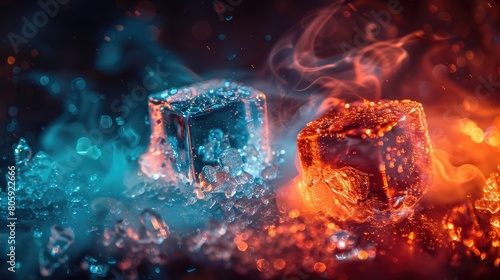 Fire and ice, two elements that are complete opposites but somehow coexist. Fire is hot and destructive, while ice is cold and still.