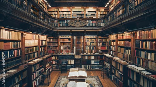 The Healing Power of Knowledge: A library or research center filled with medical books and journals, serving as a repository of scientific knowledge.
