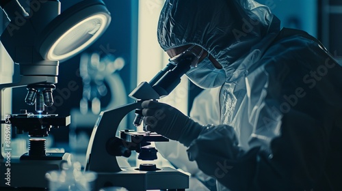 Unveiling the Invisible: A photograph of a scientist using a microscope to examine biological samples, uncovering hidden details of the human body.