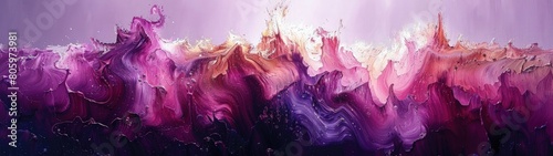 Dynamic abstract background of purple oil paint strokes, can be utilized for printed materials such as brochures, flyers, and business cards.