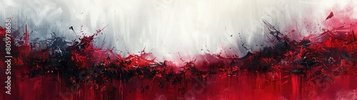 Dynamic abstract background with a mixture of red and gray oil paint strokes, can be utilized for printed materials such as brochures, flyers, and business cards.