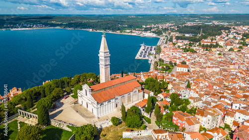 Rovinj, a picturesque coastal town on the Istrian peninsula of Croatia, is a dreamy destination for summer vacations, and when captured by drone, its beauty truly shines