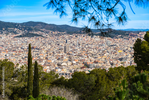 Blick vom Montjuic auf Barcelona, Spanien