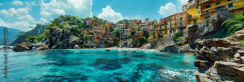 Colorful Houses in Portofino, Italy, Nestled Along a Scenic Mediterranean Coast, Exemplifying Luxurious Seaside Living