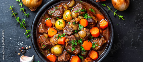 Boeuf Bourguignon is a beloved French beef stew cooked in red wine with carrots, onions, mushrooms, garlic, and herbs