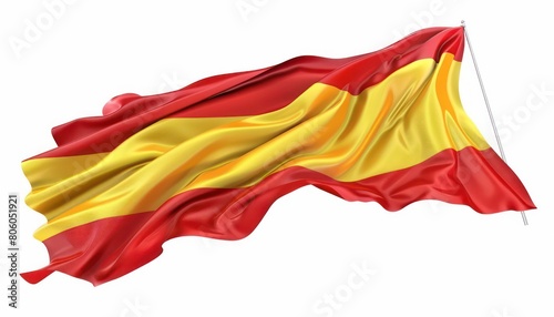 spain flag waving, isolated on white background