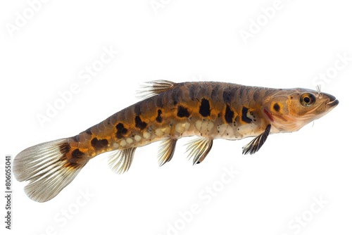 Fresh Live Loach Swiming in Isolation on Raw 1 Background. Close-up of White Freshwater Fish