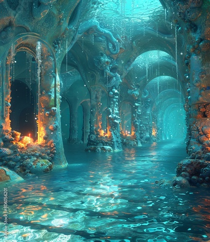 An ethereal dreamscape of an underwater city