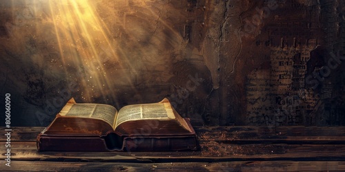 rays of light shining on an open bible