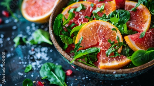grapefruit salad with spinach and arugula