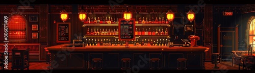 A pixel art image of a bar