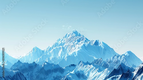 A breathtaking mountain landscape with snow-capped peaks against a clear blue sky, perfect for a nature wallpaper.