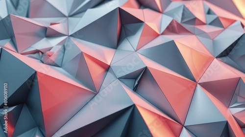 Abstract 3d rendering of triangulated surface. Modern background, Futuristic polygonal shape, Low poly minimalistic design for poster, cover, branding, banner, placard.