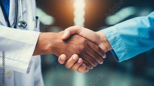 Doctor and patient shaking hands in agreement