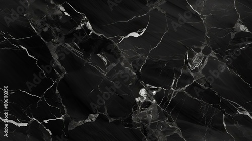 Black marble texture with white veins