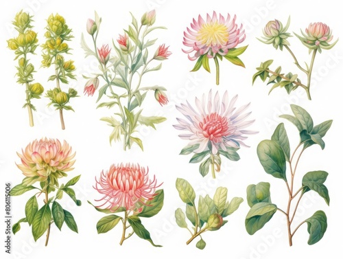 botanical illustrations, detailed botanical illustrations in a book