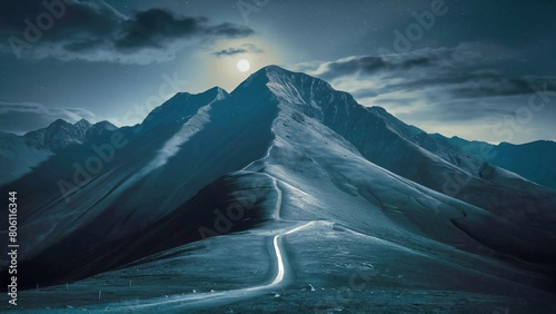 Night Shot Of A Mountain With Good Exposure And View