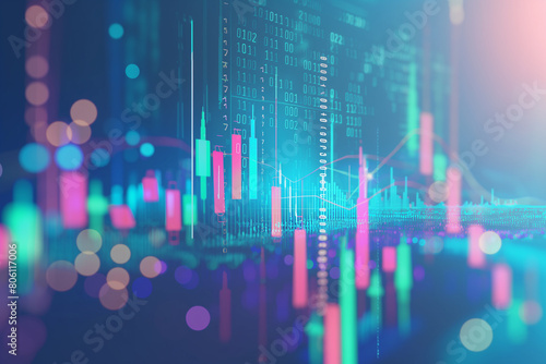 vivid stock market chart captures the essence of financial analytics. Candlestick bars oscillate