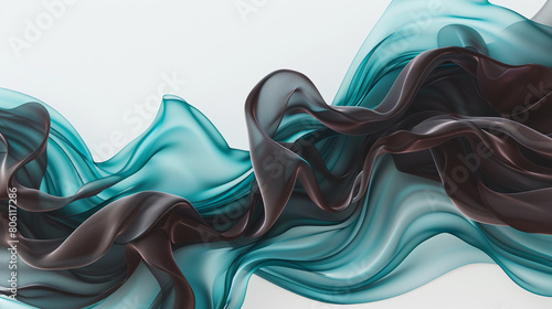 Matte cerulean and smokey dark chocolate waves, forming a cool and indulgent abstract on a solid white background.