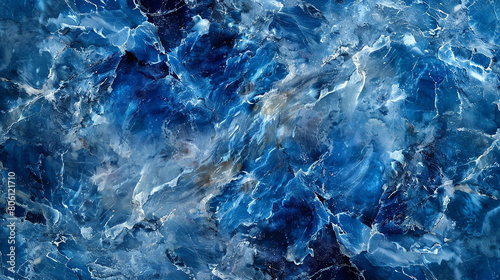 Sapphire blue marble with shimmering veins, reminiscent of a serene ocean.