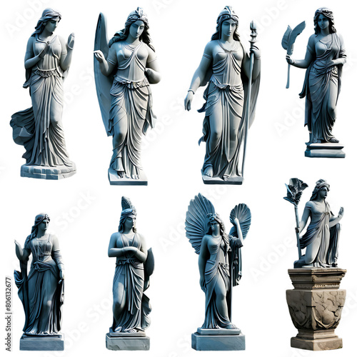 A collection of hand-carved stone garden statues Transparent Background Images 