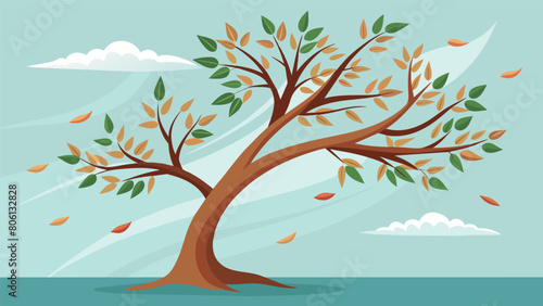 The branches of the tree of Resilience bend gracefully in the gentle breeze as if demonstrating the virtue itself.. Vector illustration