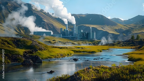 Stunning Geothermal Power Plant Amidst Breathtaking Natural Landscape