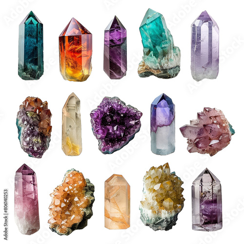 set of gemstones, healing crystals clipart