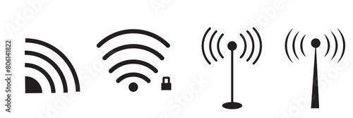 Radio tower vector icon, transmitter antenna symbol. Simple, flat design for web or mobile app